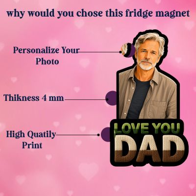 Personalized Love You Dad Fridge Magnet Father's Day and Birthday Gift for Papa Memory Photo Fridge Magnet